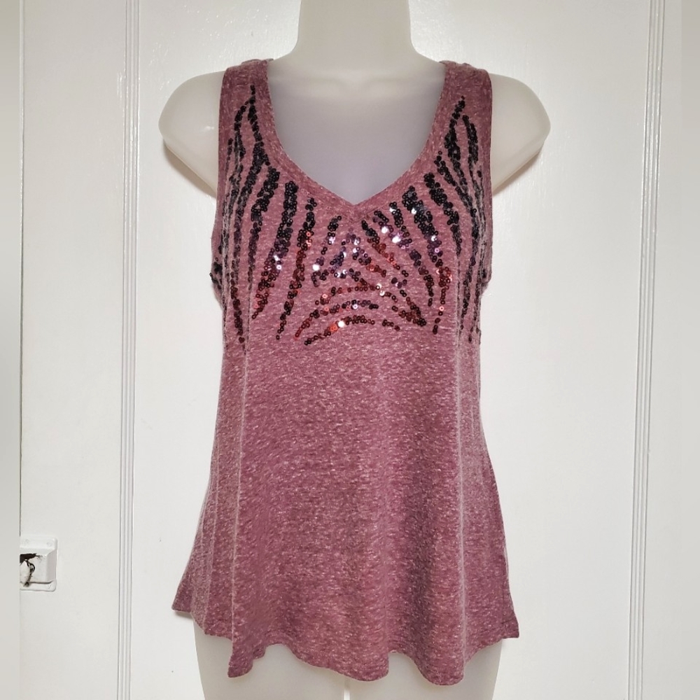Express One Eleven zebra sequin easy tank sz s